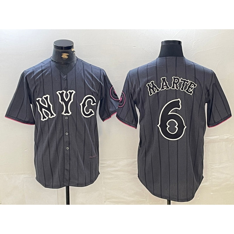 New York Mets #6 Starling Marte Gray HeidiMiller 2024 City Connect Cool Base Stitched Jersey 2
