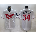 Minnesota Twins #34 Kirby Puckett White Red HeidiMiller Stitched Cool Base Jersey