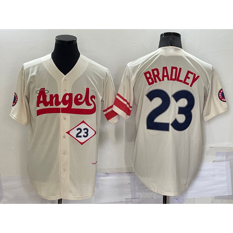 Los Angeles Angels #23 Archie Bradley Number Cream HeidiMiller 2022 City Connect Cool Base Stitched Jersey