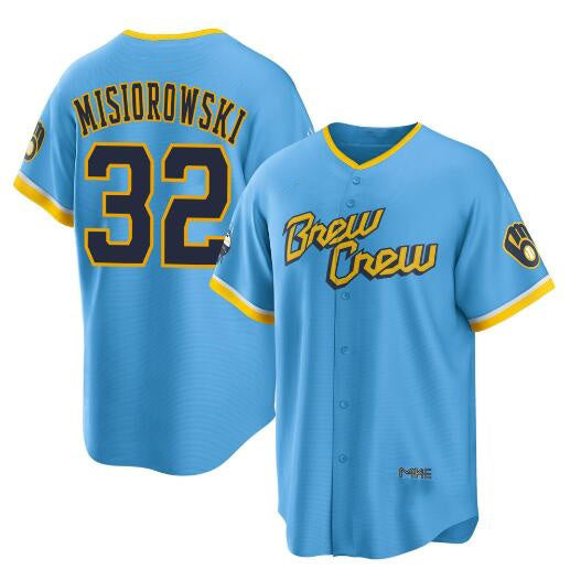 Milwaukee Brewers #32 Jacob Misiorowski Powder Blue HeidiMiller City Connect Cool Base Stitched Jersey