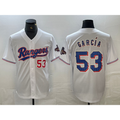 Texas Rangers #53 Adolis Garcia Number White HeidiMiller 2023 World Series Champions Cool Base Jersey 2
