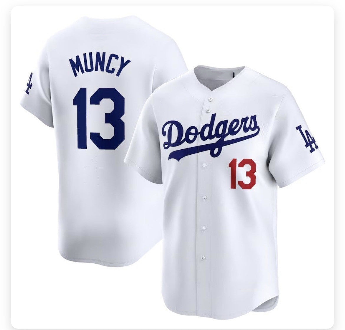 Los Angeles Dodgers #13 Max Muncy White HeidiMiller Stitched Cool Base Jersey