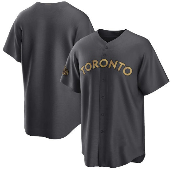 Toronto Blue Jays Blank Charcoal HeidiMiller 2022 All-Star Cool Base Stitched Jersey