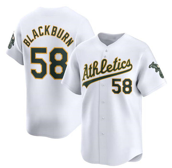 Oakland Athletics #58 Paul Blackburn White HeidiMiller Home Limited Stitched Jersey
