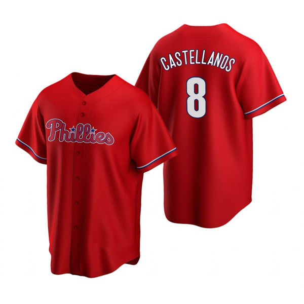 Philadelphia Phillies #8 Nick Castellanos Red HeidiMiller Cool Base Stitched Jersey