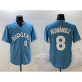 Los Angeles Dodgers #8 Enrique Hern¨¢ndez Light Blue HeidiMiller Limited Stitched Jersey