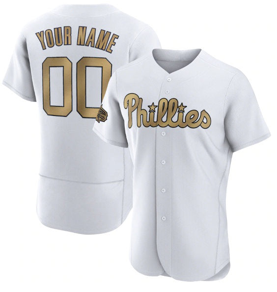 Custom Philadelphia Phillies Active Player White HeidiMiller 2022 All-Star Flex Base Stitched Jersey
