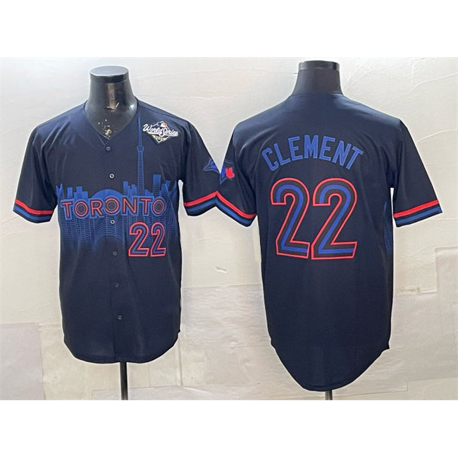 Toronto Blue Jays #22 Ernie Clement Navy HeidiMiller 2025 World Series City Connect Limited Stitched Jersey