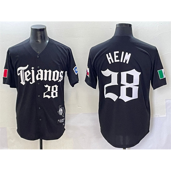 Texas Rangers #28 Jonah Heim Black HeidiMiller Gothic Mexico 2025 Vapor Premier Limited Stitched Jersey