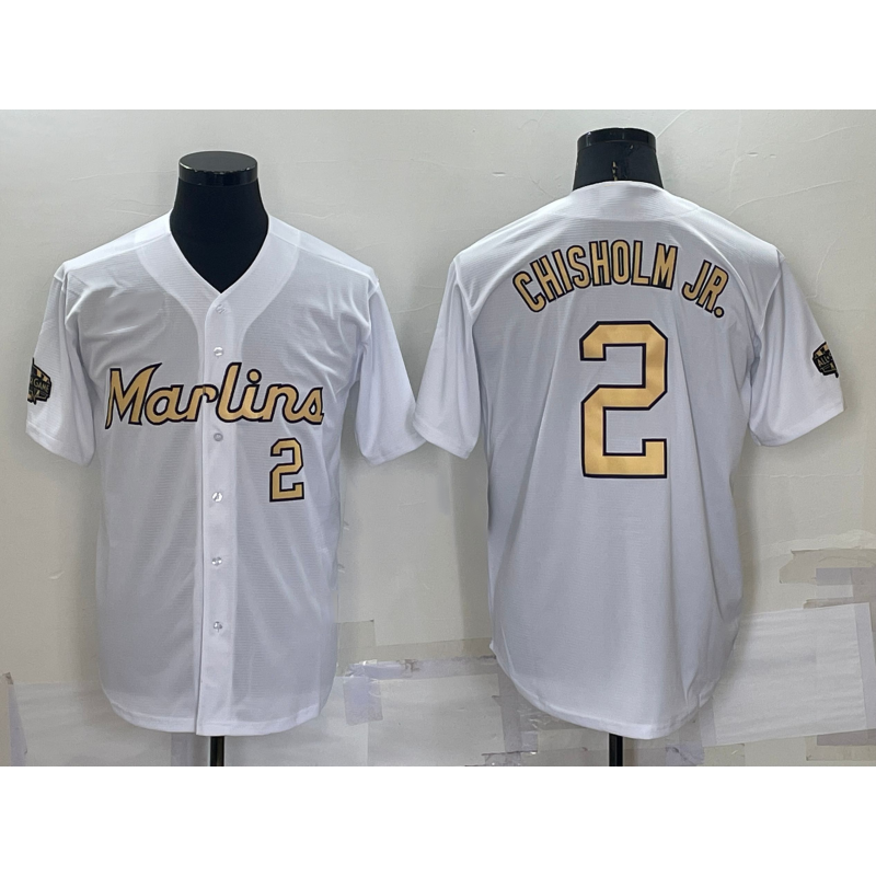 Miami Marlins #2 Jazz Chisholm Jr Number White HeidiMiller 2022 All Star Stitched Cool Base Jersey