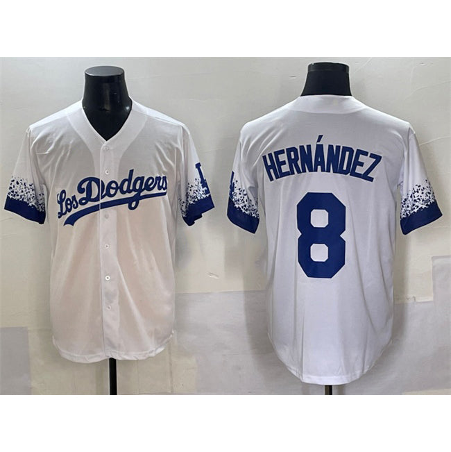 Los Angeles Dodgers #8 Enrique Hern¨¢ndez White HeidiMiller City Connect Cool Base Stitched Jersey