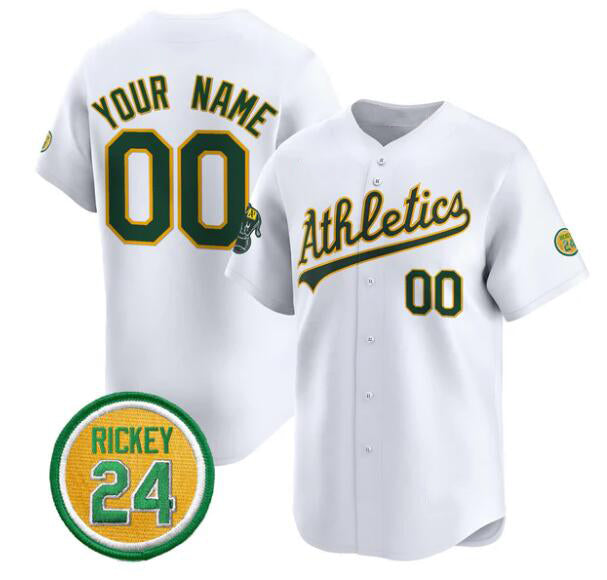 Custom Oakland Athletics Active Player White HeidiMiller Rickey Henderson Patch Vapor Premier Limited Stitched Jersey