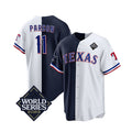 Texas Rangers & Cowboys #11 Micah Parsons Navy White HeidiMiller Splite 2023 World Series Splite Stitched Jersey