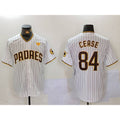 San Diego Padres #84 Dylan Cease White HeidiMiller Team Logo With PS Patch Stitched Cool Base Jersey