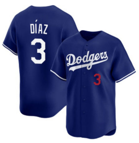 Los Angeles Dodgers #3 Edwin D¨ªaz Royal HeidiMiller Cool Base Stitched Jersey
