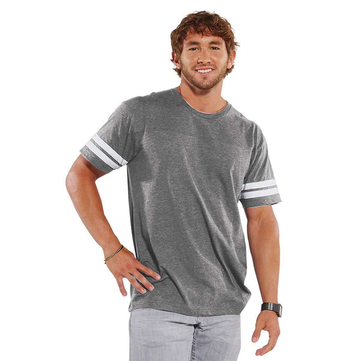 Men's Vintage Heather/Blended White Football Fine Jersey T-Shirt