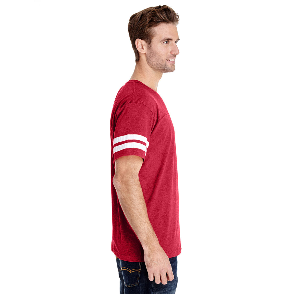 Men's Vintage Red/Blended White Football Fine Jersey T-Shirt