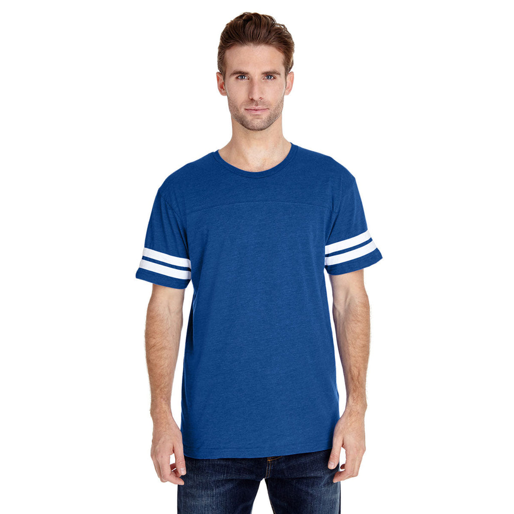 Men's Vintage Royal/Blended White Football Fine Jersey T-Shirt