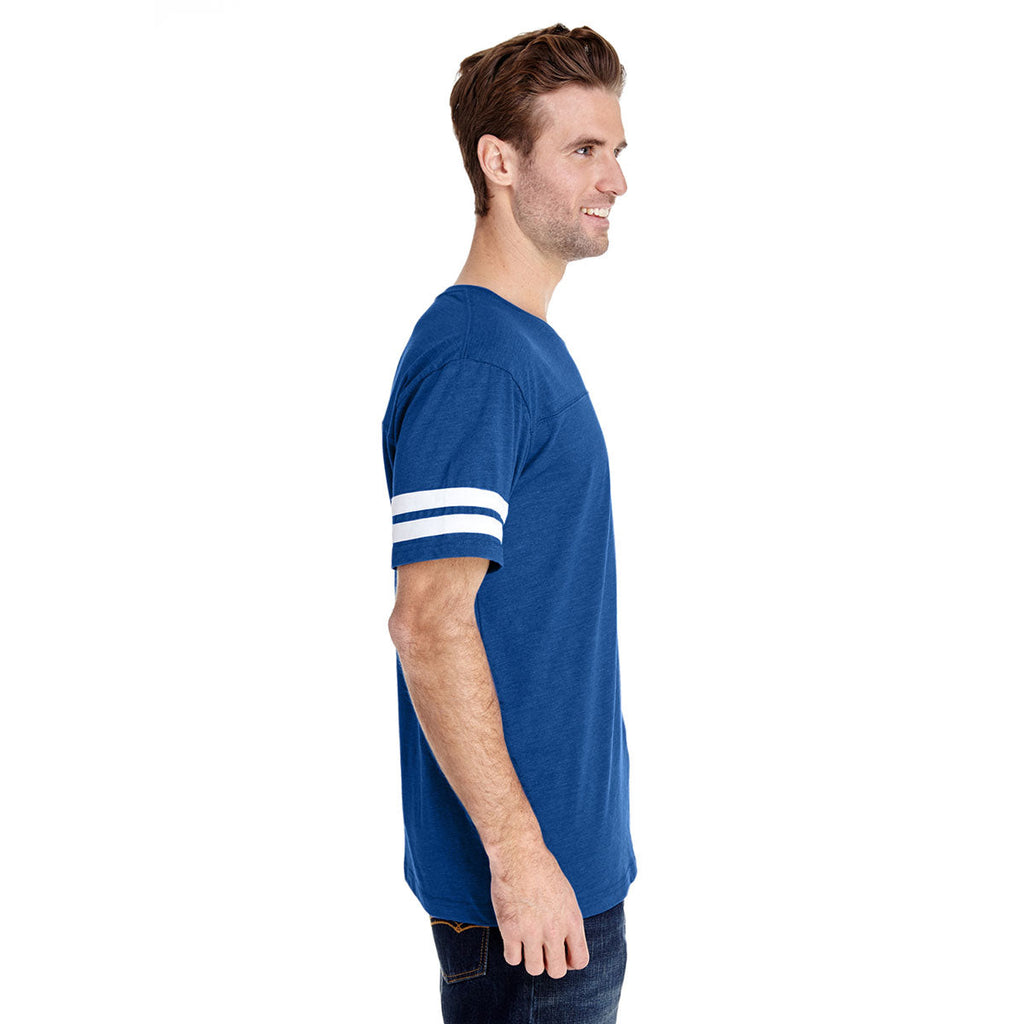 Men's Vintage Royal/Blended White Football Fine Jersey T-Shirt