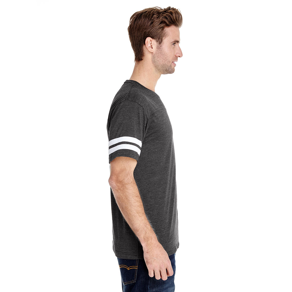 Men's Vintage Smoke/Blended White Football Fine Jersey T-Shirt