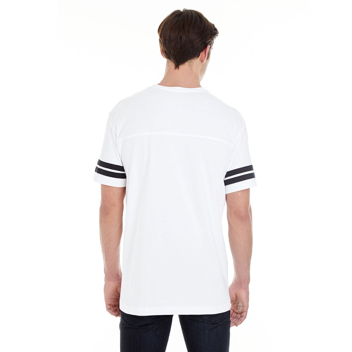 Men's White/Black Football Fine Jersey T-Shirt
