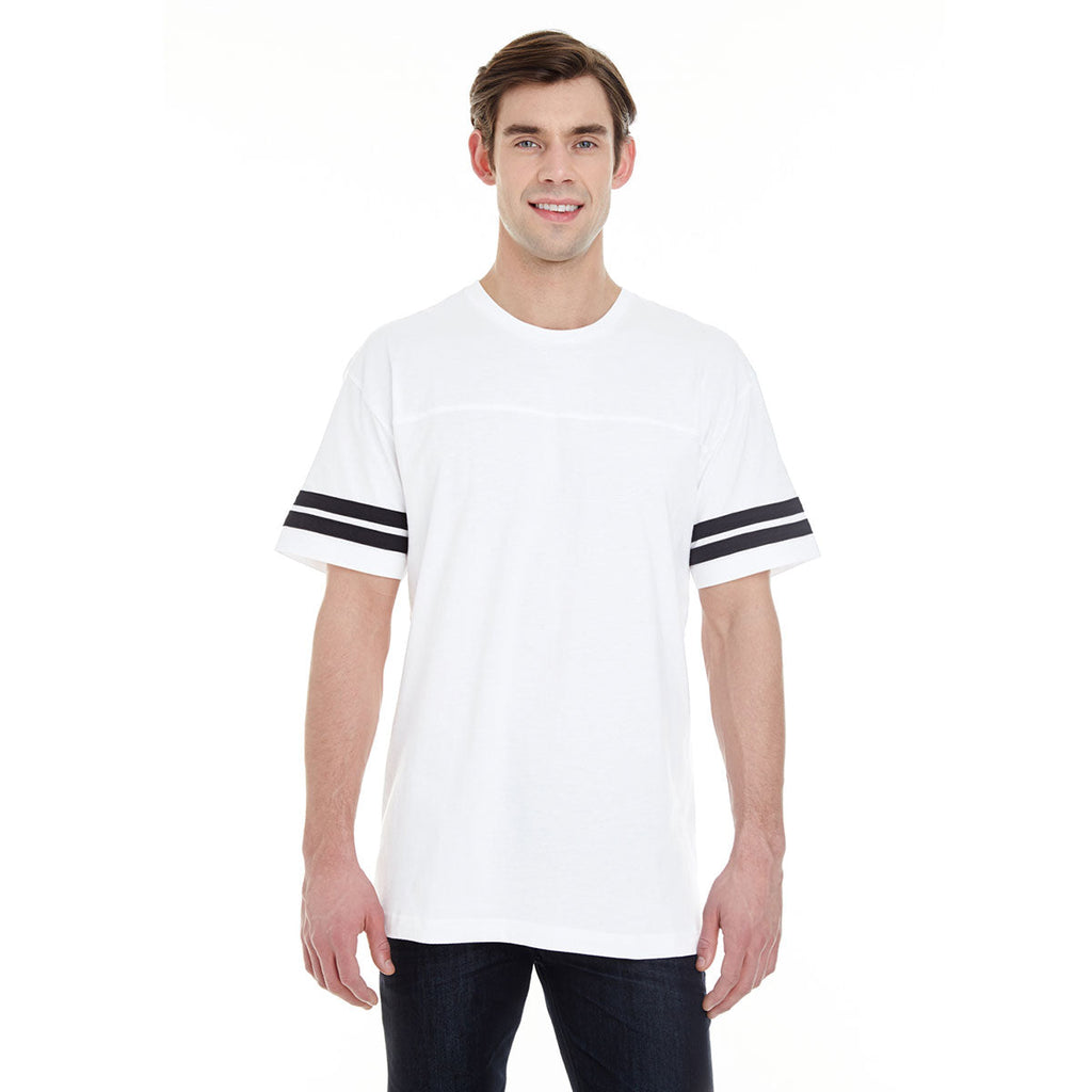 Men's White/Black Football Fine Jersey T-Shirt