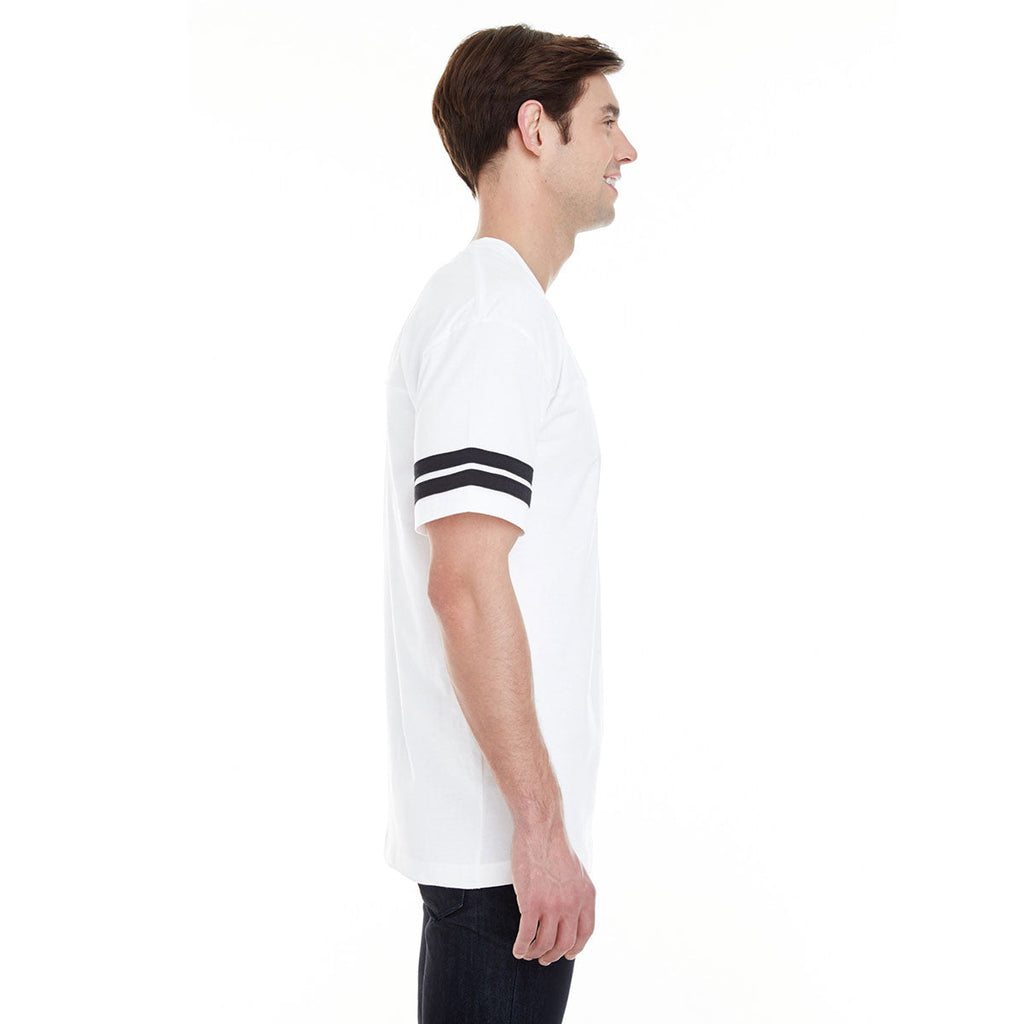 Men's White/Black Football Fine Jersey T-Shirt