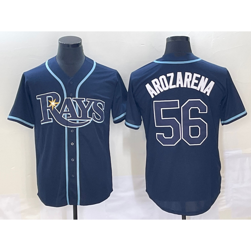 Tampa Bay Rays #56 Randy Arozarena Navy Blue HeidiMiller Stitched Cool Base Jersey