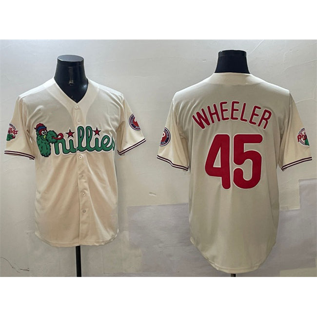 Philadelphia Phillies #45 Zack Wheeler Cream HeidiMiller Phanatic Limited Stitched Jersey