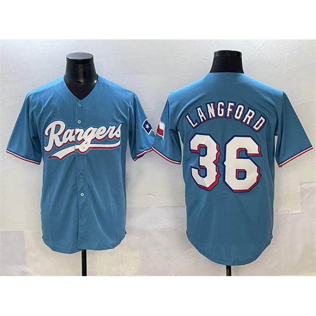Texas Rangers #36 Wyatt Langford Blue HeidiMiller Limited Stitched Jersey