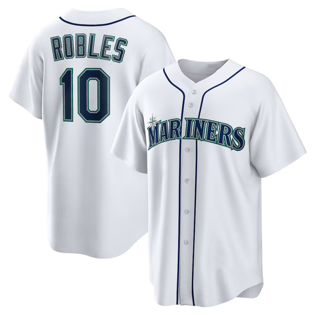 Seattle Mariners #10 Victor Robles White HeidiMiller Home Replica Jersey