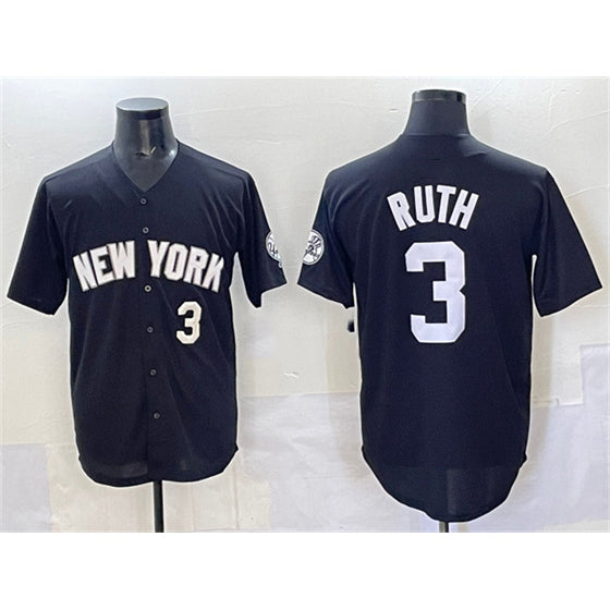New York Yankees #3 Babe Ruth Black HeidiMiller Limited Stitched Jersey