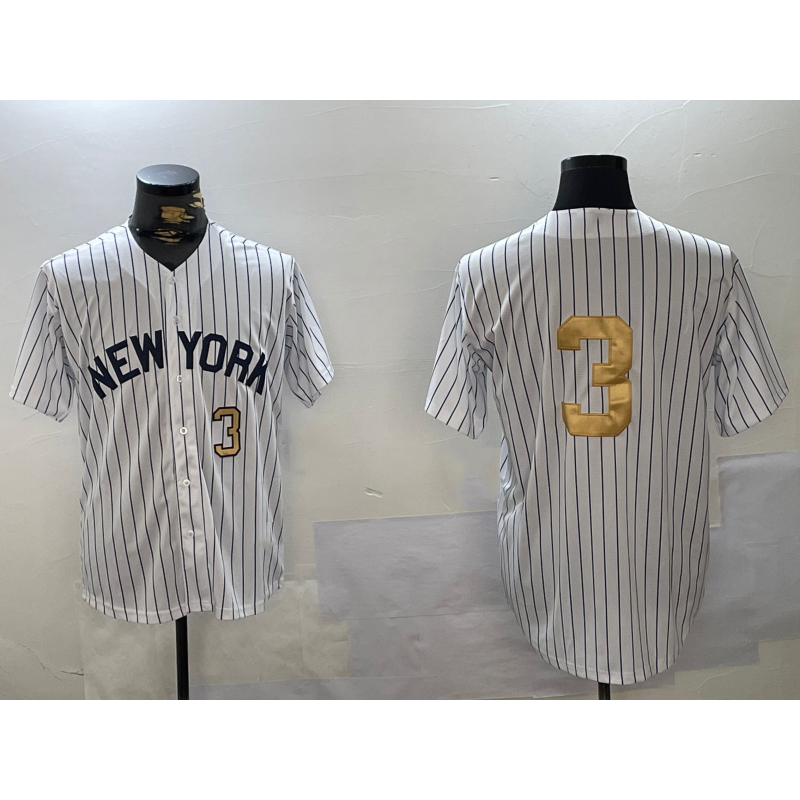 New York Yankees #3 Babe Ruth White HeidiMiller Pinstripe Without Name Fashion Cool Base Jerseys