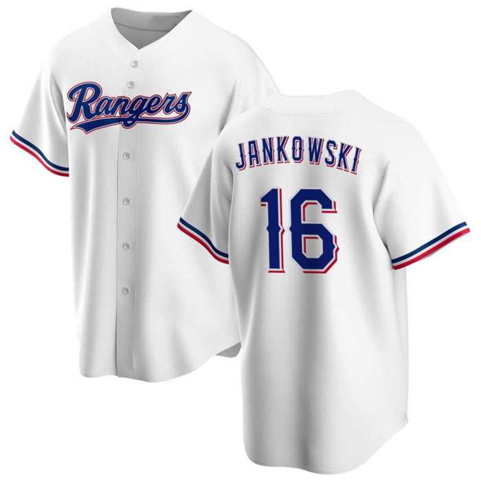 Texas Rangers #16 Travis Jankowski White HeidiMiller Cool Base Stitched Jersey