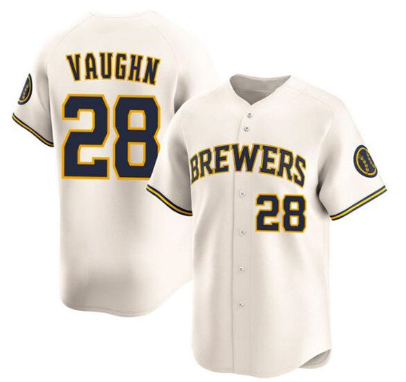 Milwaukee Brewers #28 Andrew Vaughn Cream HeidiMiller Limited Stitched Jersey