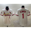 St. Louis Cardinals #1 Ozzie Smith White HeidiMiller With Patch Stitched Jersey