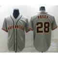 San Francisco Giants #28 Buster Posey Grey HeidiMiller Stitched Cool Base Jersey