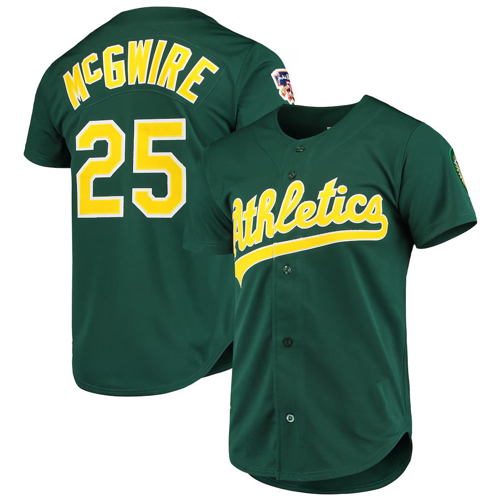 Oakland Athletics #25 Mark McGwire Mitchell & Ness Green HeidiMiller 1997 Cooperstown Collection Authentic Jersey