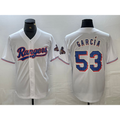 Texas Rangers #53 Adolis Garcia White HeidiMiller 2023 World Series Champions Cool Base Jersey