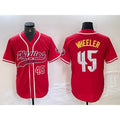 Philadelphia Phillies #45 Zack Wheeler Number Red HeidiMiller Cool Base Stitched Jerseys