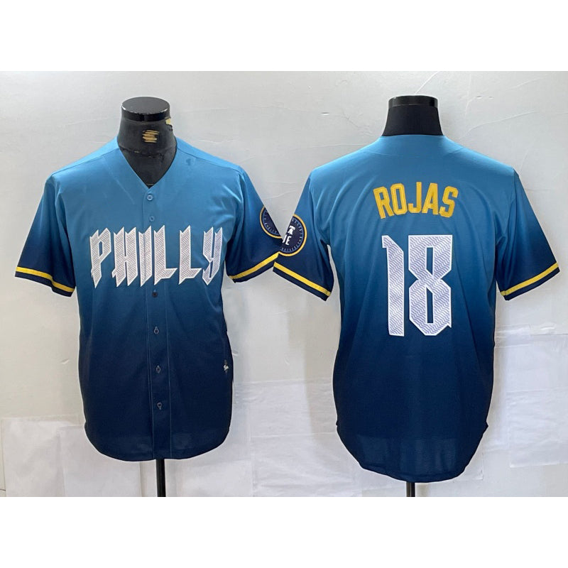 Philadelphia Phillies #18 Johan Rojas Blue HeidiMiller 2024 City Connect Limited Stitched Jersey