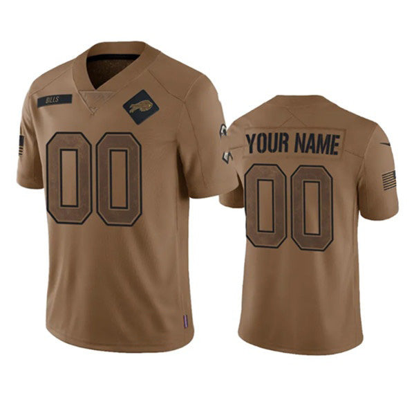 Custom B.Bills Active Player 2023 Brown HeidiMiller Salute To Service Limited Stitched Jersey