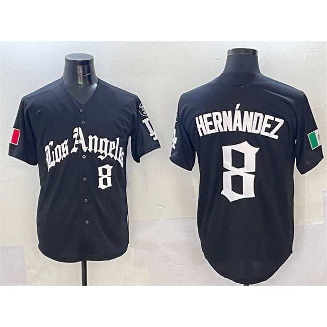 Los Angeles Dodgers #8 Enrique Hernandez Black HeidiMiller Mexico 2025 LA Gothic Style With Fernando Patch Vapor Premier Limited Stitched Jersey