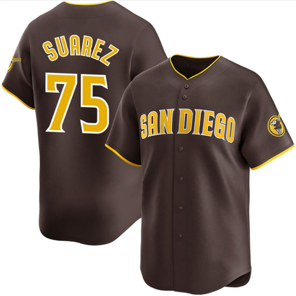San Diego Padres #75 Robert Suarez Brown HeidiMiller 2024 Away Limited Stitched Jersey