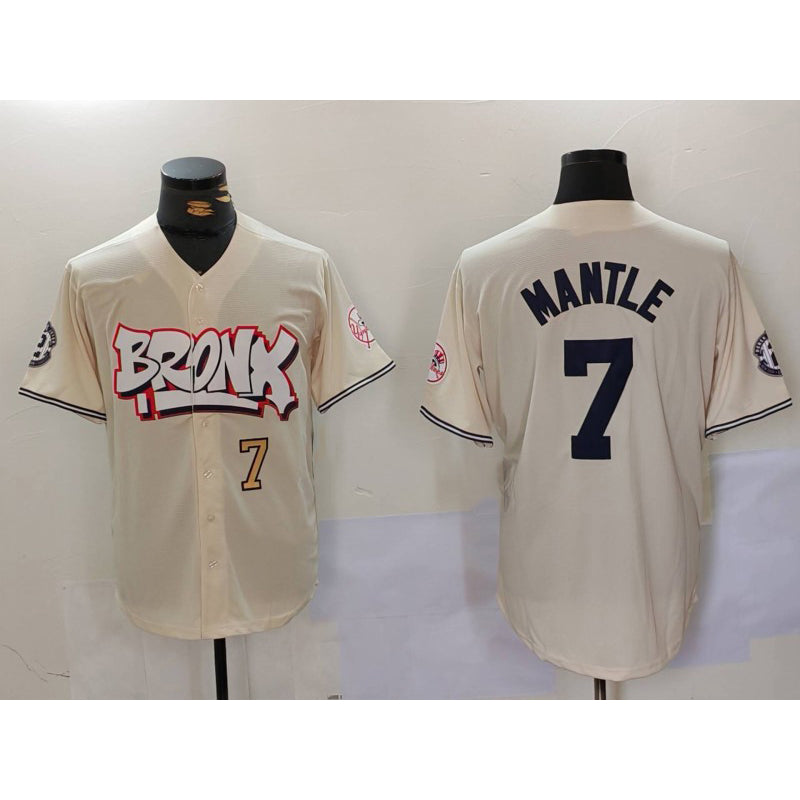 New York Yankees #7 Mickey Mantle Cream HeidiMiller Limited Stitched Jerseys