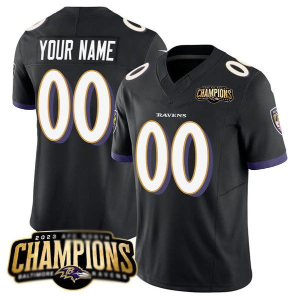 Custom B.Ravens Active Player Black HeidiMiller 2023 F.U.S.E. AFC North Champions Vapor Limited Stitched Jersey