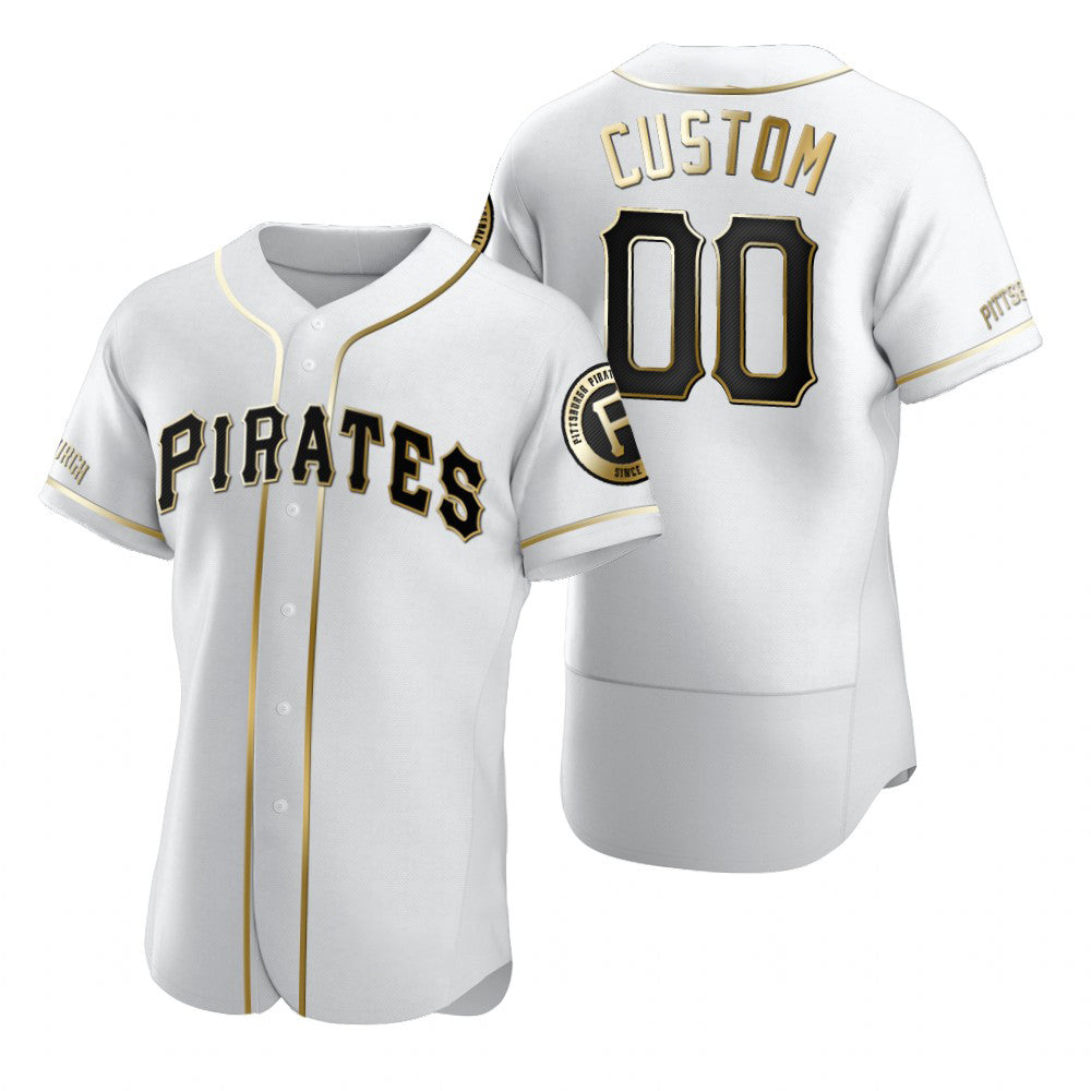 Custom Pittsburgh Pirates White HeidiMiller Stitched Flex Base Golden Edition Jersey