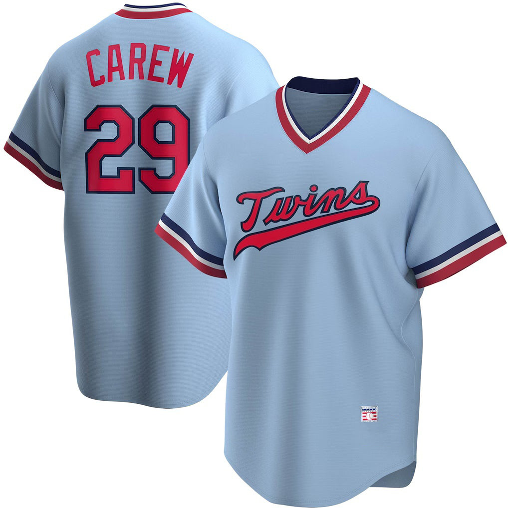 Minnesota Twins #29 Rod Carew Light Blue HeidiMiller Road Cooperstown Collection Player Jersey