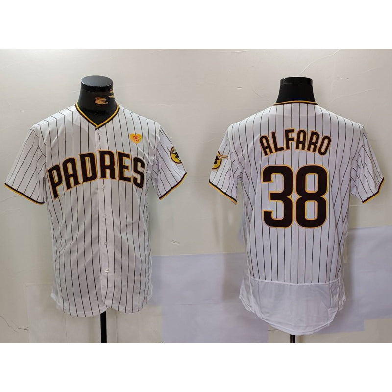 San Diego Padres #38 Jorge Alfaro White HeidiMiller With PS Patch Stitched Flex Base Jersey 2