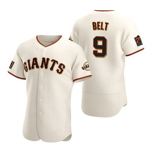 San Francisco Giants #9 Brandon Belt stitched Cream HeidiMiller Jersey